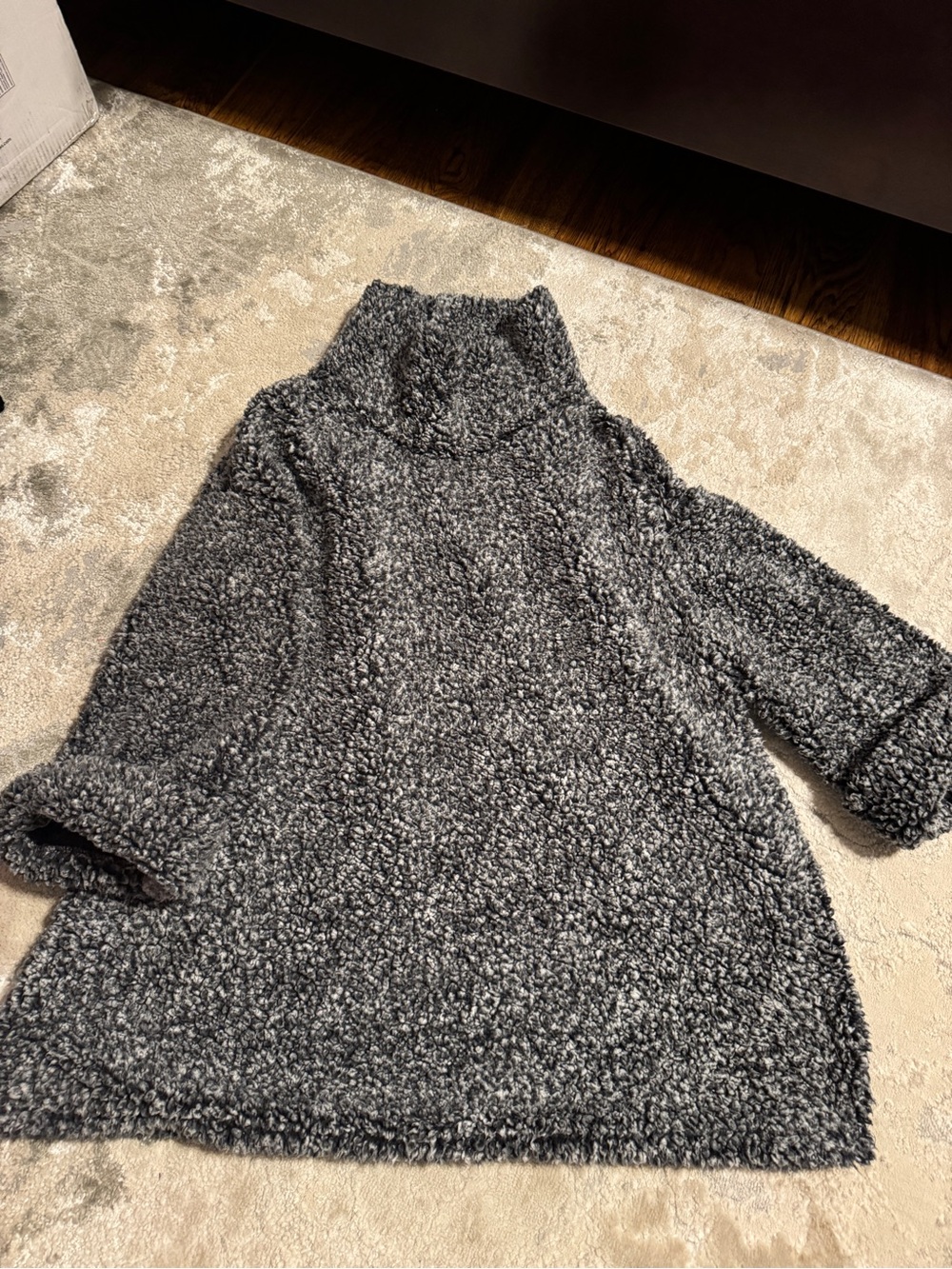 Cozy Grey Bouclé Turtleneck Sweater